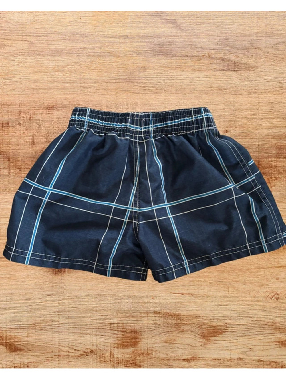 Okanu Surf Baby Boy 12M Blue Plaid Swim Trunks Board Shorts